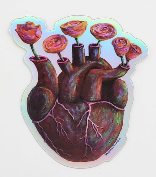 Heart Vase Holo Sticker