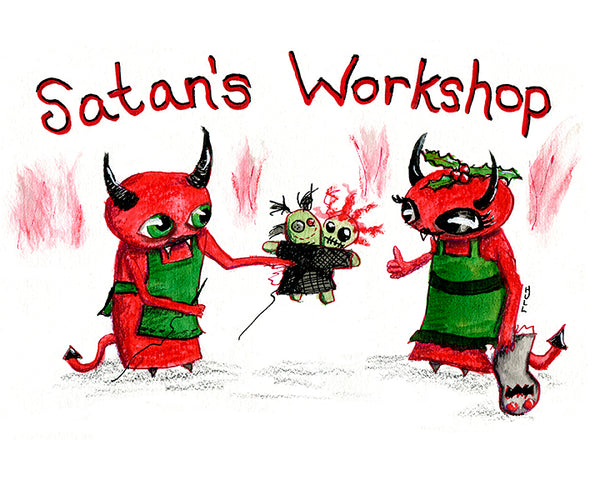 Satan's Workshop holiday cards